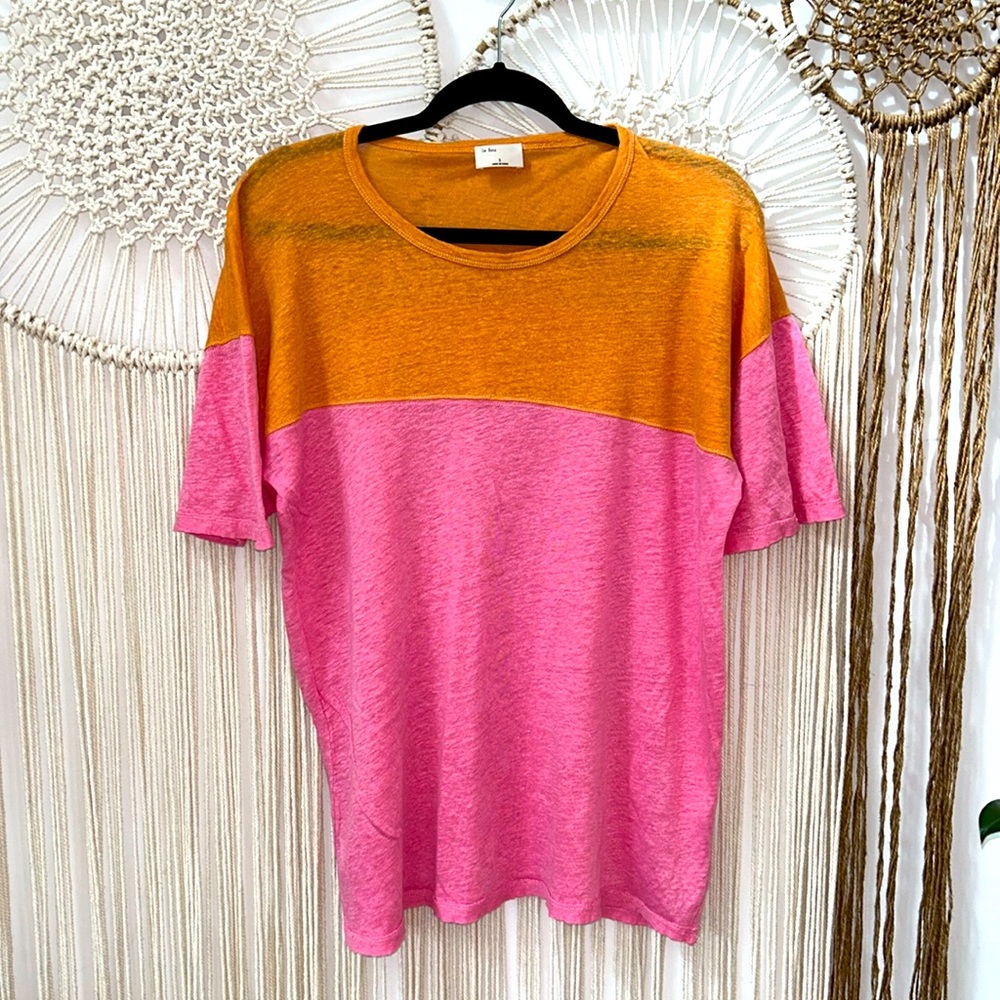 Le Fou Wilfred linen colour block tshirt